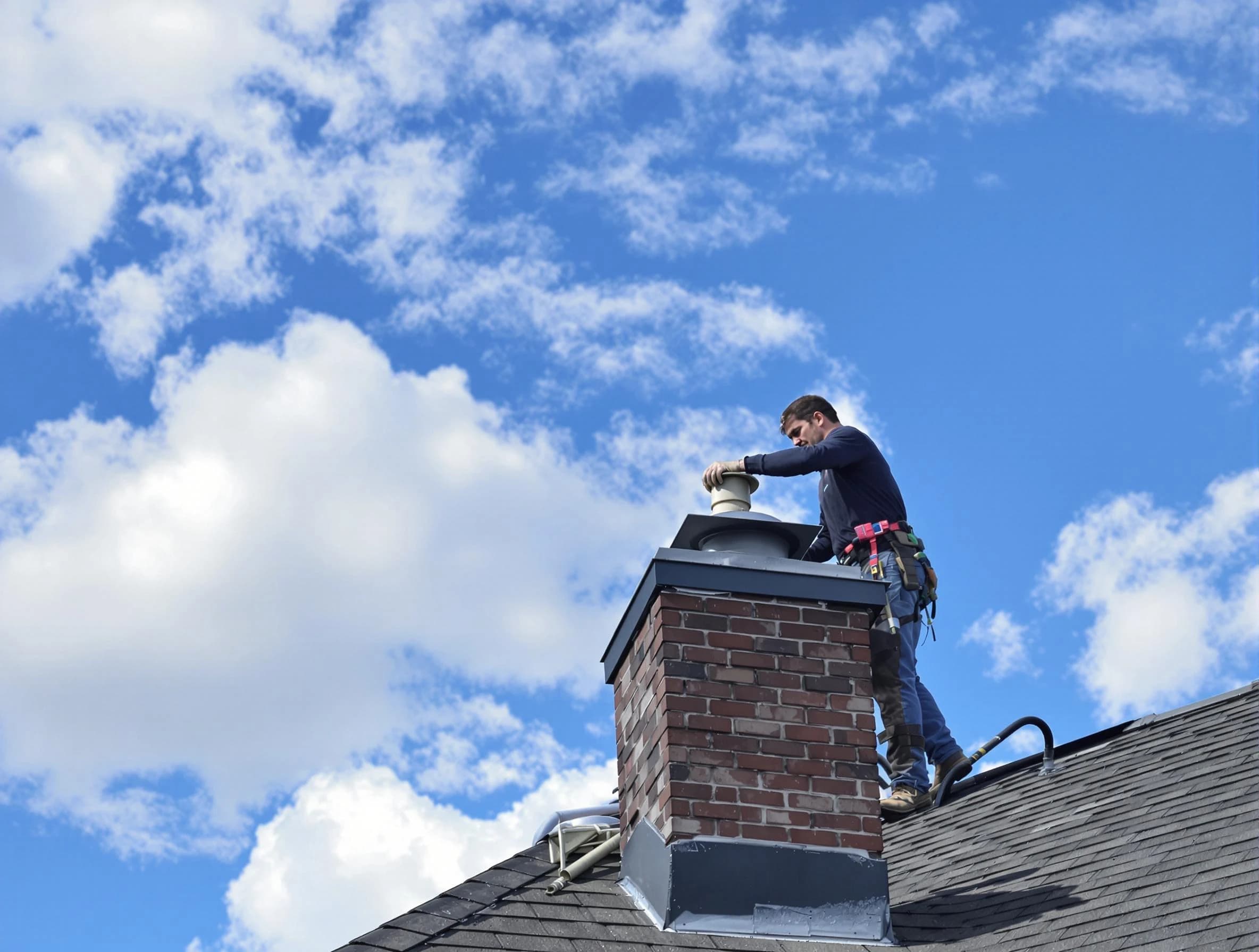 Wilkinsburg Chimney Sweep installing a sturdy chimney cap in Wilkinsburg, PA