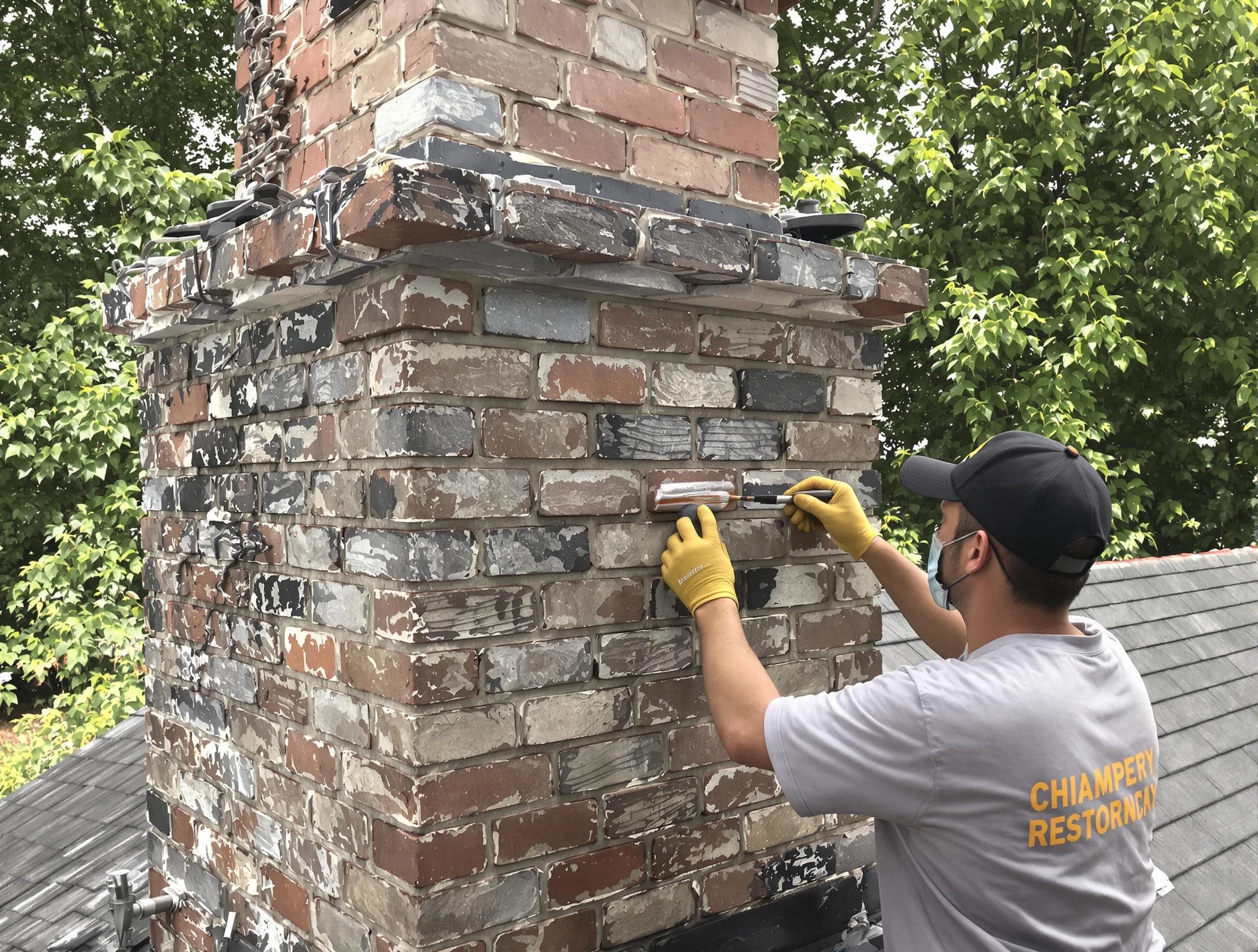 In-progress chimney restoration by Wilkinsburg Chimney Sweep in Wilkinsburg, PA