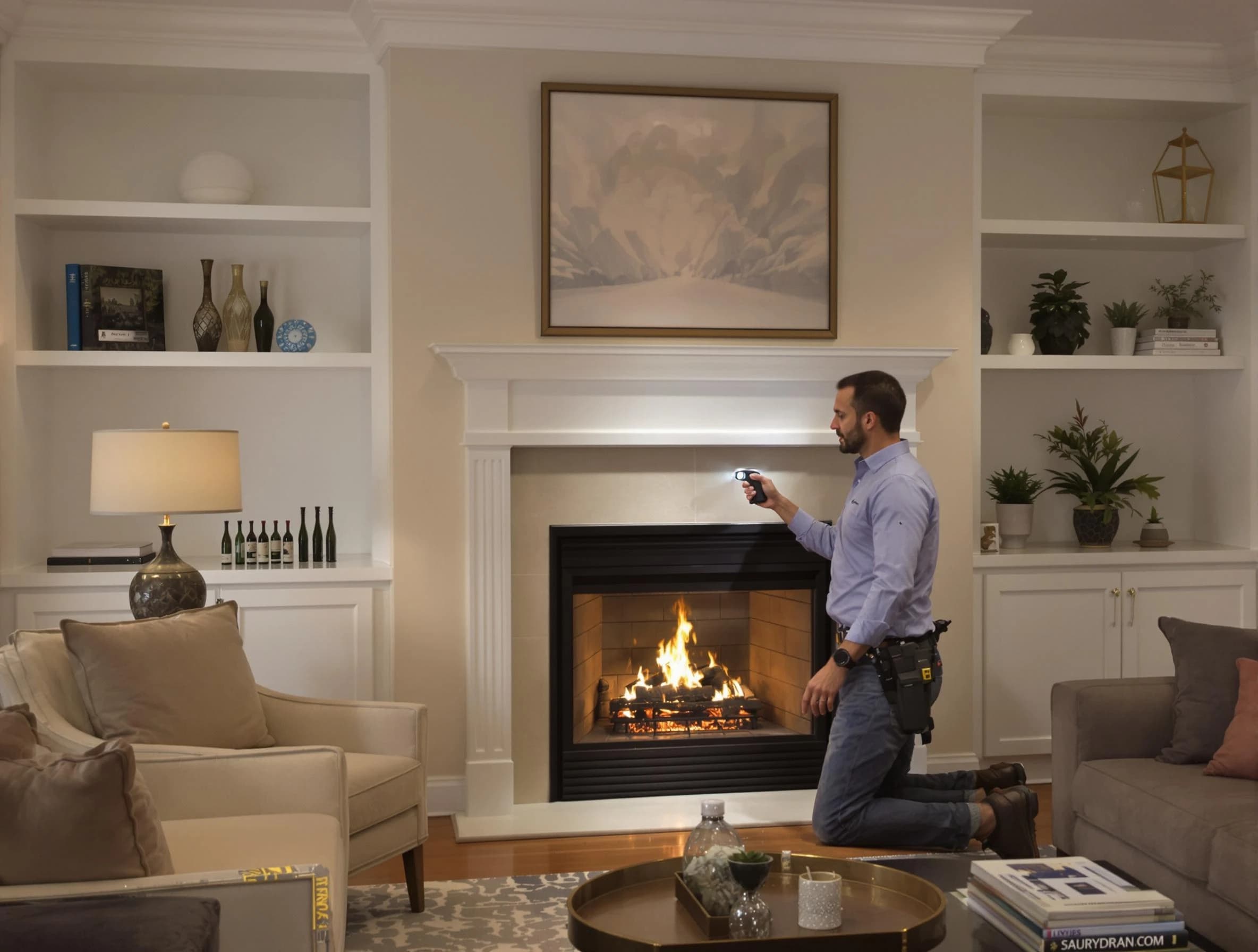 Wilkinsburg Chimney Sweep conducting a fireplace safety inspection in Wilkinsburg, PA