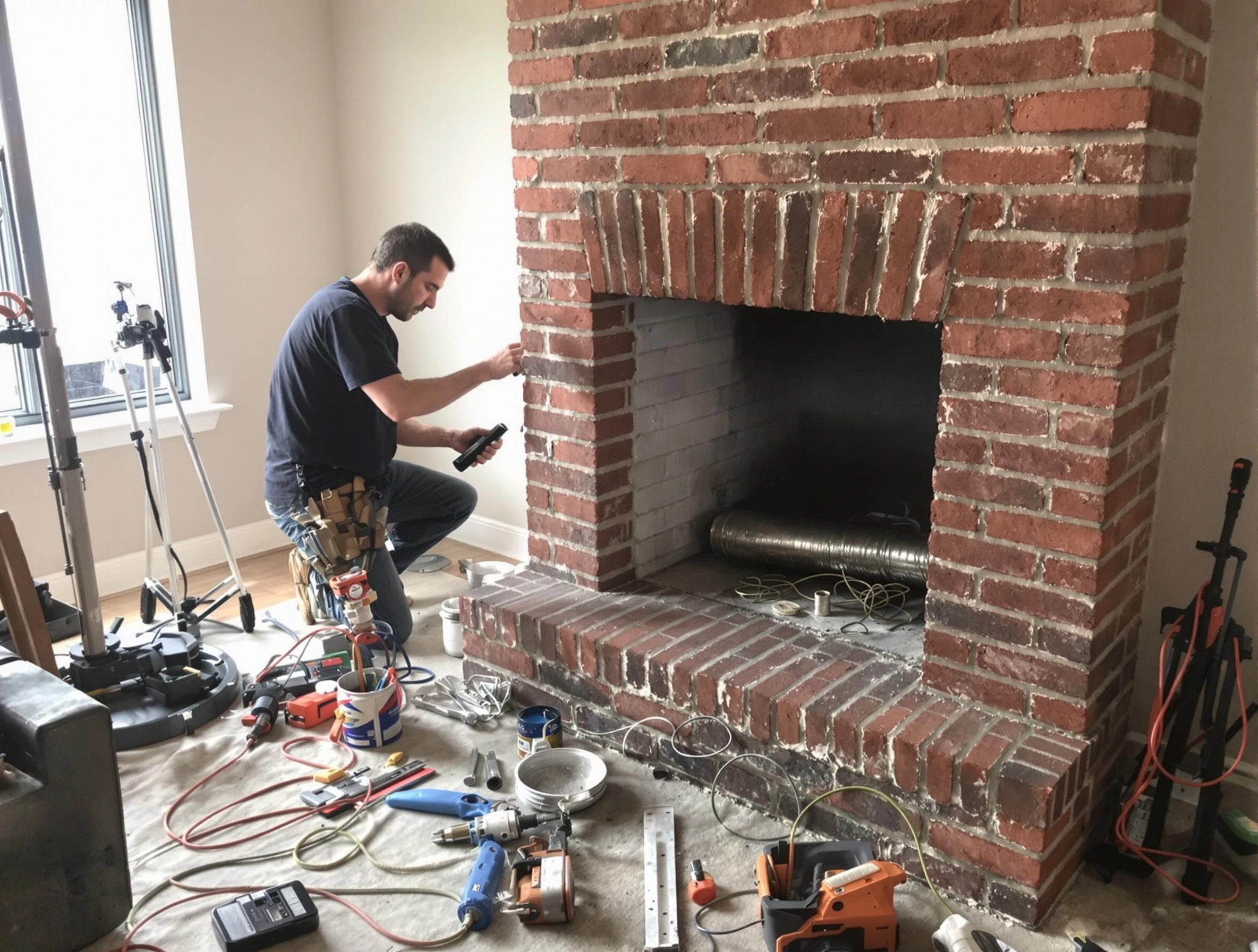 Wilkinsburg Chimney Sweep specialist finalizing chimney liner service in Wilkinsburg, PA
