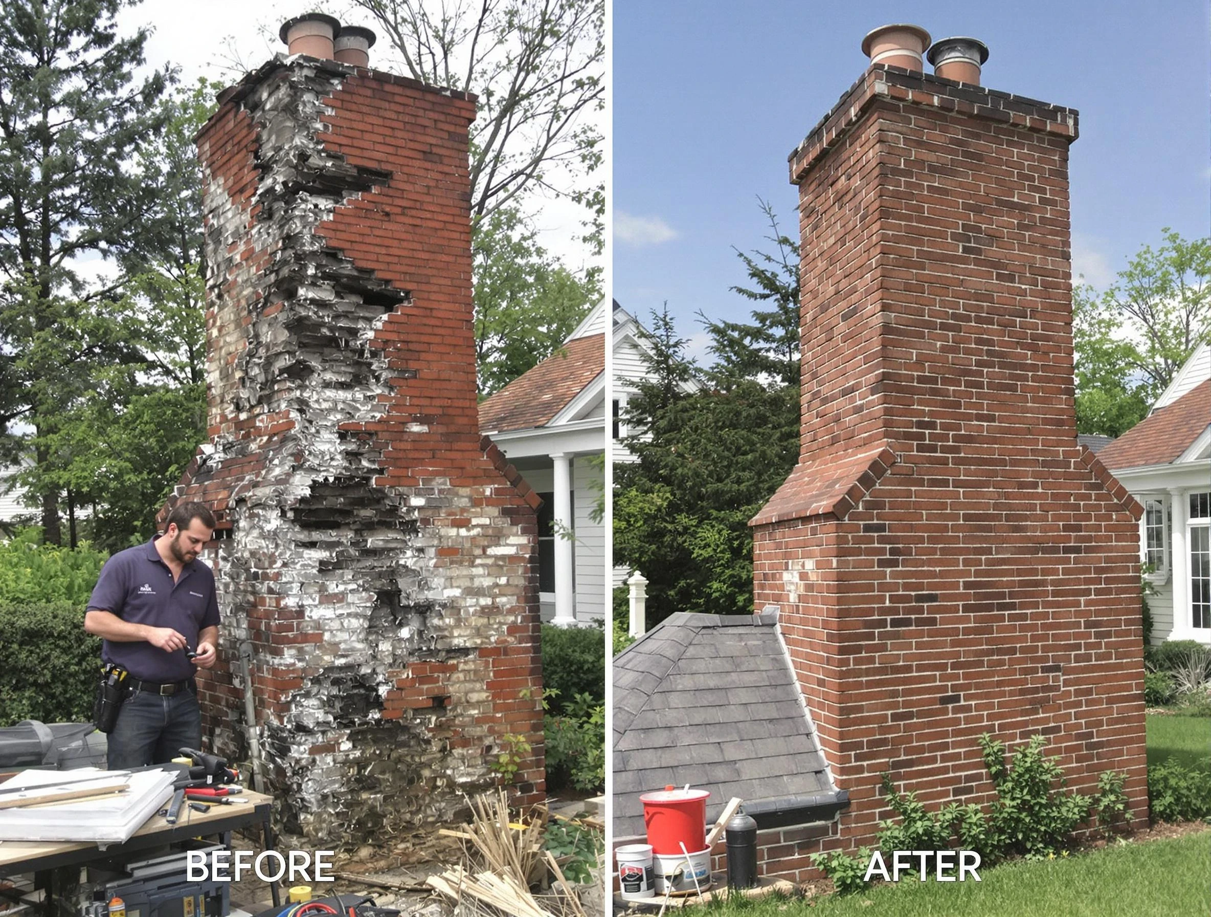 Wilkinsburg Chimney Sweep performing a full chimney restoration in Wilkinsburg, PA